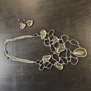 Silver necklace and earring set